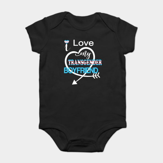 Transgender LGBTQ Pride Partner Support Love My Boyfriend Baby Bodysuit by Kimmicsts